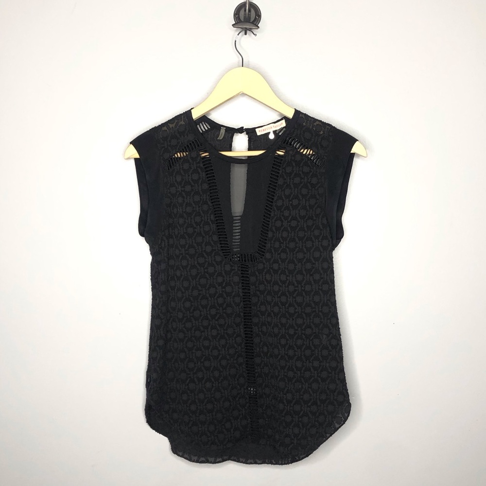 Rebecca Taylor Black Cap Sleeve Blouse